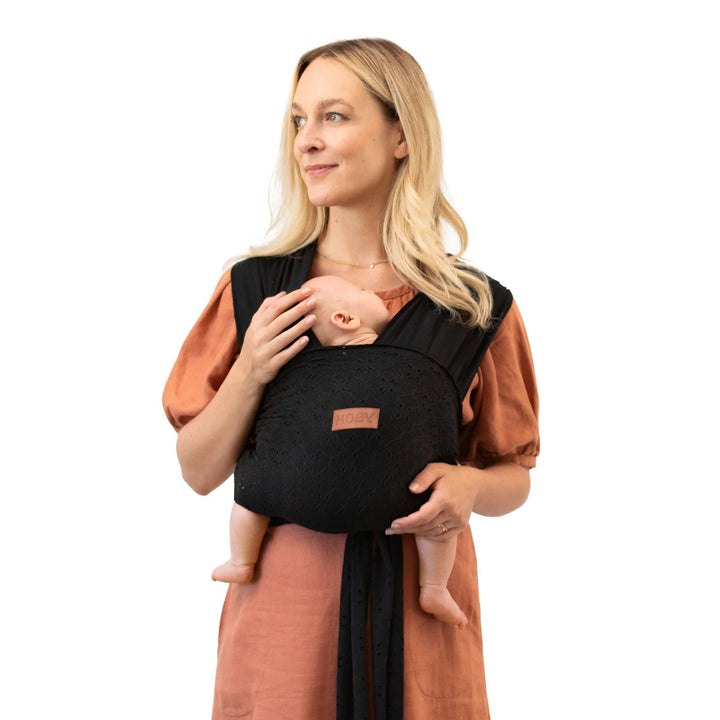 Moby Easy Wrap Carrier, strækvikle-sele, Black Eyelet